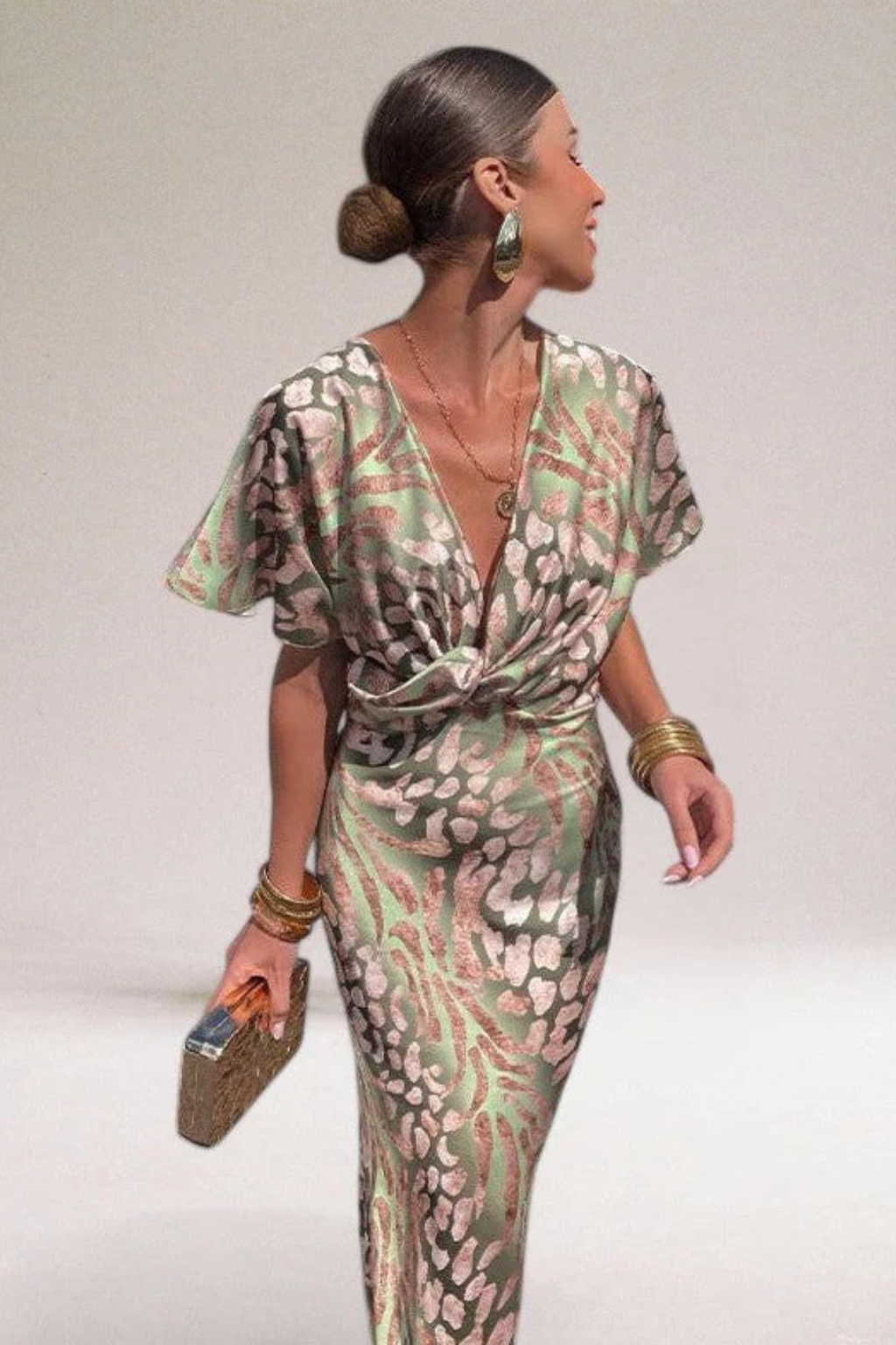 Elara | Women Twisted V Neck Summer Maxi Dress