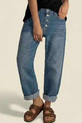 Lottie | Women High Waist Button Fly Relaxed Fit Jeans