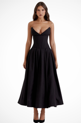 Avelisse | Women Strapless Structured Midi Wedding Guest Dress