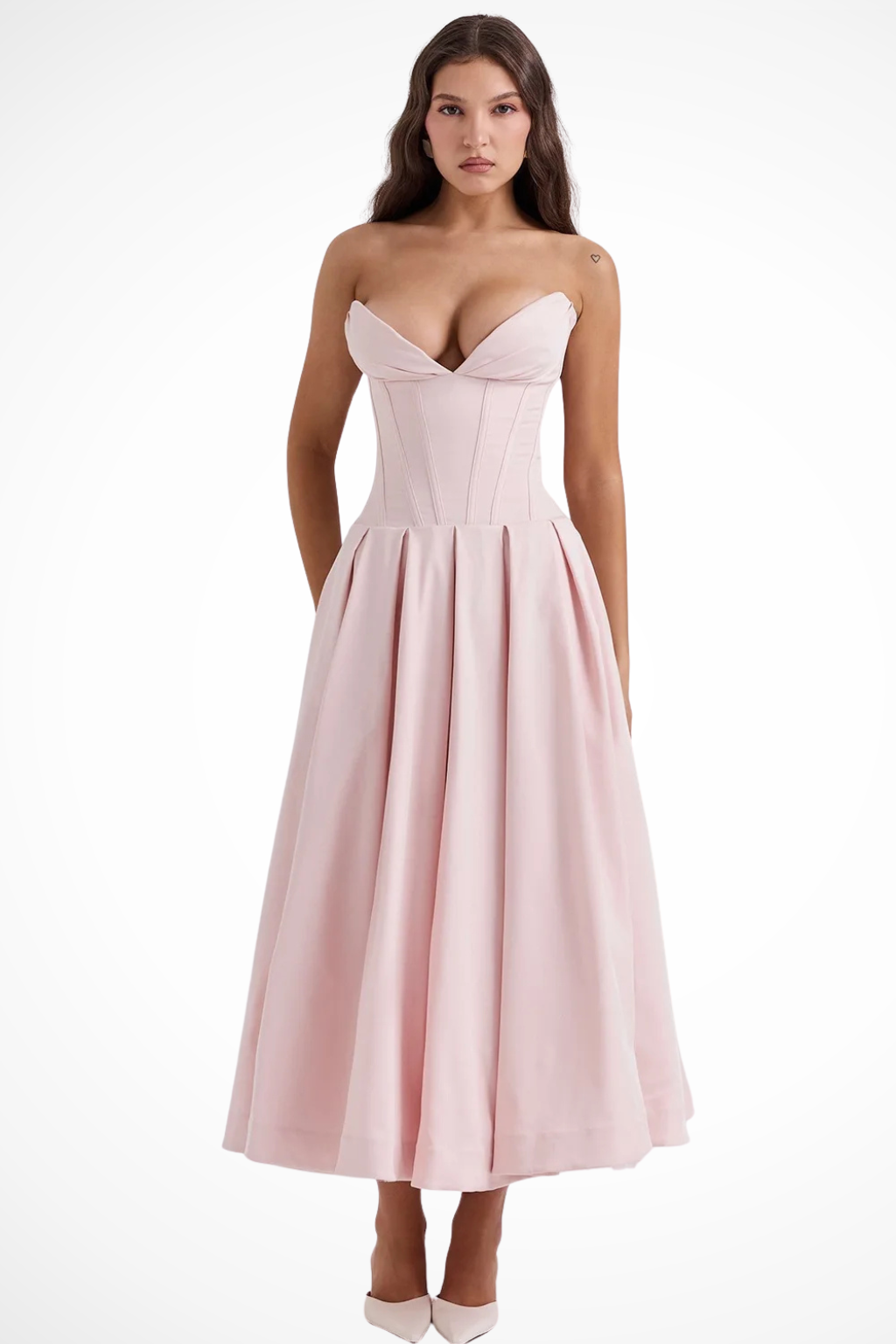 Avelisse | Women Strapless Structured Midi Wedding Guest Dress