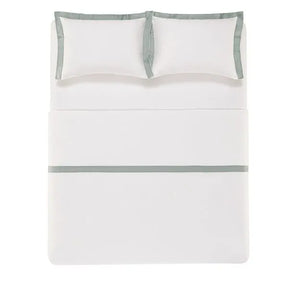 Jogo de Cama 300 Fios 100% Algodão Olívia Branco/Mineral