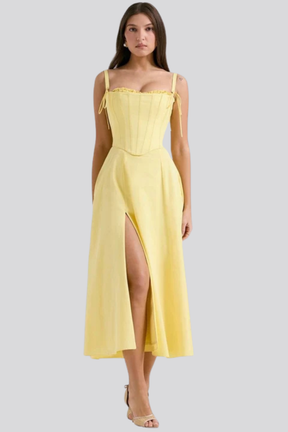 Avelisse | Women Strapless Structured Midi Wedding Guest Dress