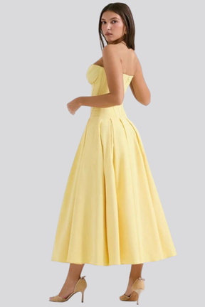 Avelisse | Women Strapless Structured Midi Wedding Guest Dress
