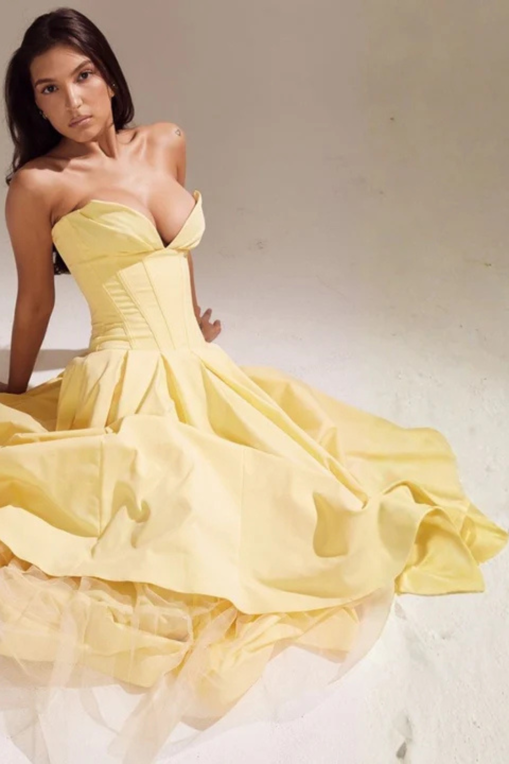 Avelisse | Women Strapless Structured Midi Wedding Guest Dress