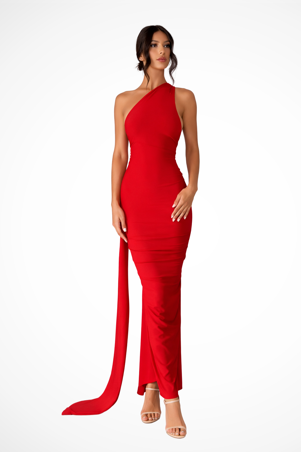 Eleanor | Women’s One Shoulder Ruched Maxi Summer Wedding Dress