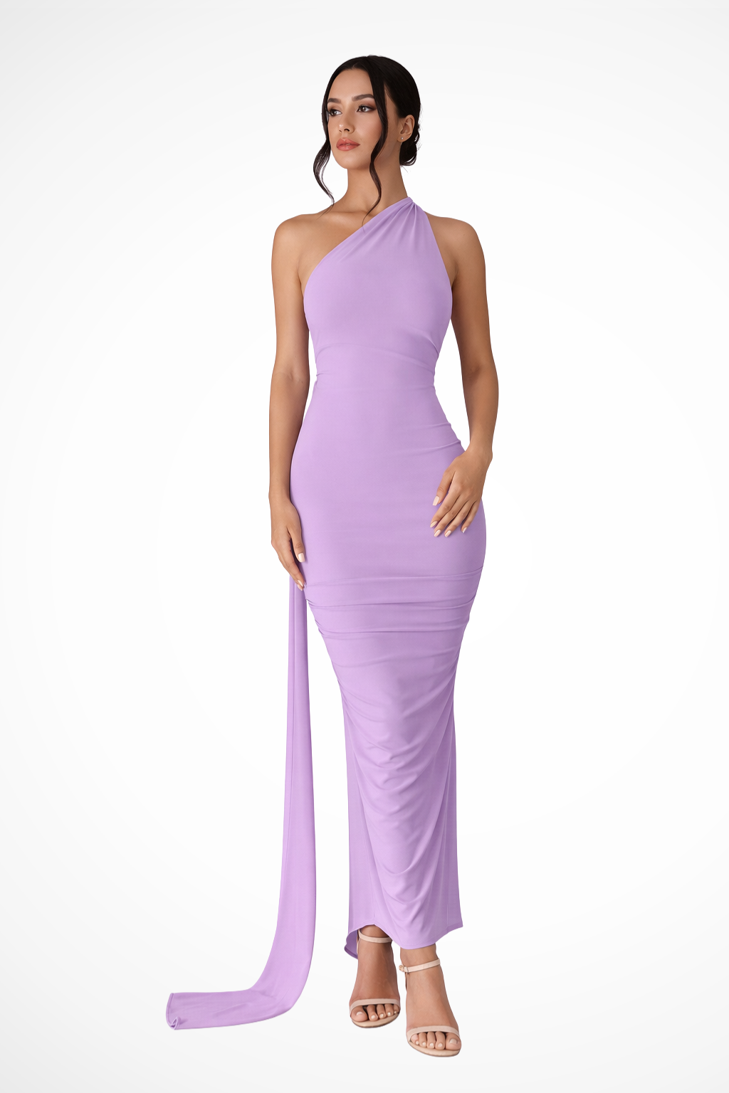 Eleanor | Women’s One Shoulder Ruched Maxi Summer Wedding Dress