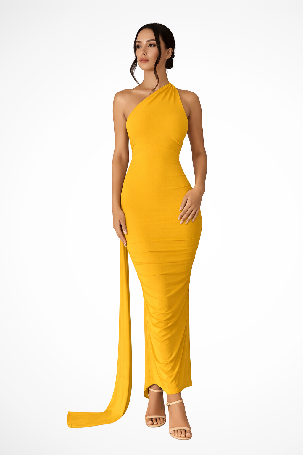 Eleanor | Women’s One Shoulder Ruched Maxi Summer Wedding Dress
