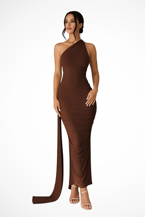 Eleanor | Women’s One Shoulder Ruched Maxi Summer Wedding Dress