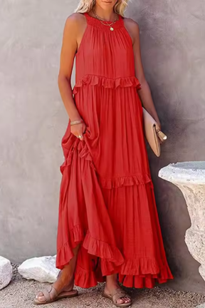 Lunara | Women Ruffled Sleeveless Maxi Summer Wedding Guest Dress