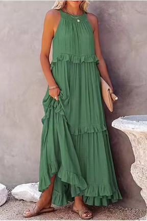 Lunara | Women Ruffled Sleeveless Maxi Summer Wedding Guest Dress