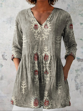 Elise | Long Blouse with V-Neck