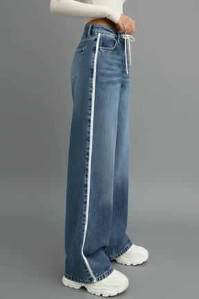 Joni | Women Relaxed Wide Leg Denim Jeans with Drawstring Waist