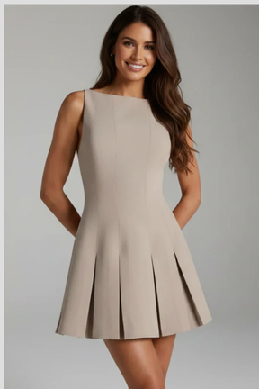 Tabitha | Women Sleeveless Pleated Skirt Mini Wedding Guest Dress