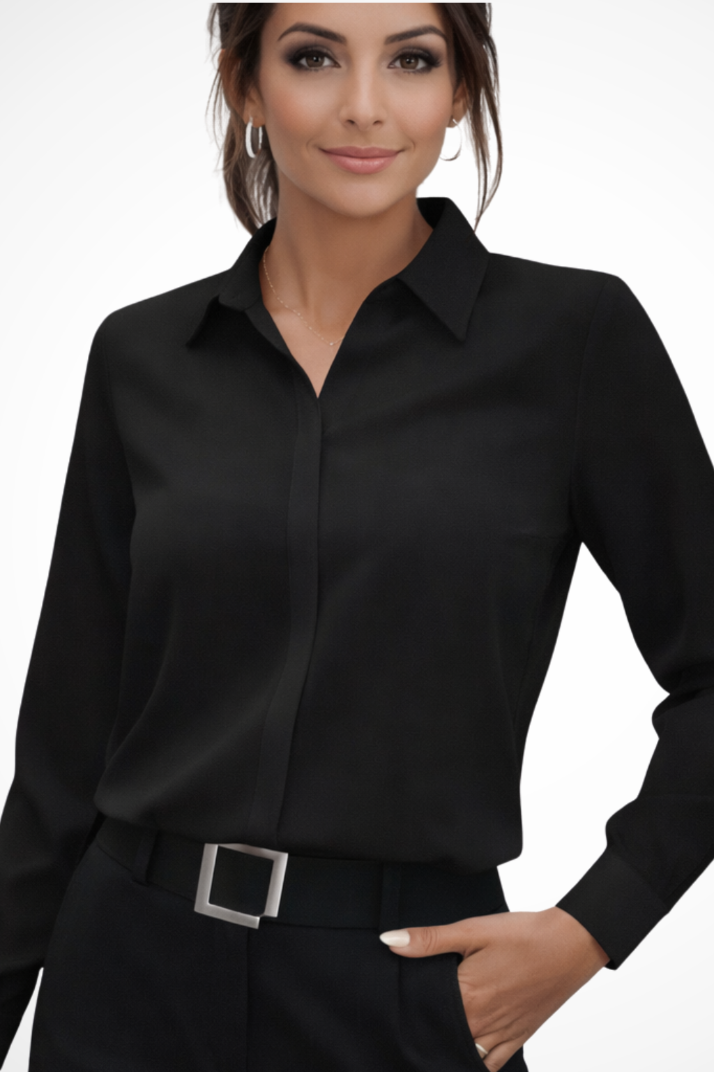 Luna | Women’s Tailored Long Sleeve Collared Blouse