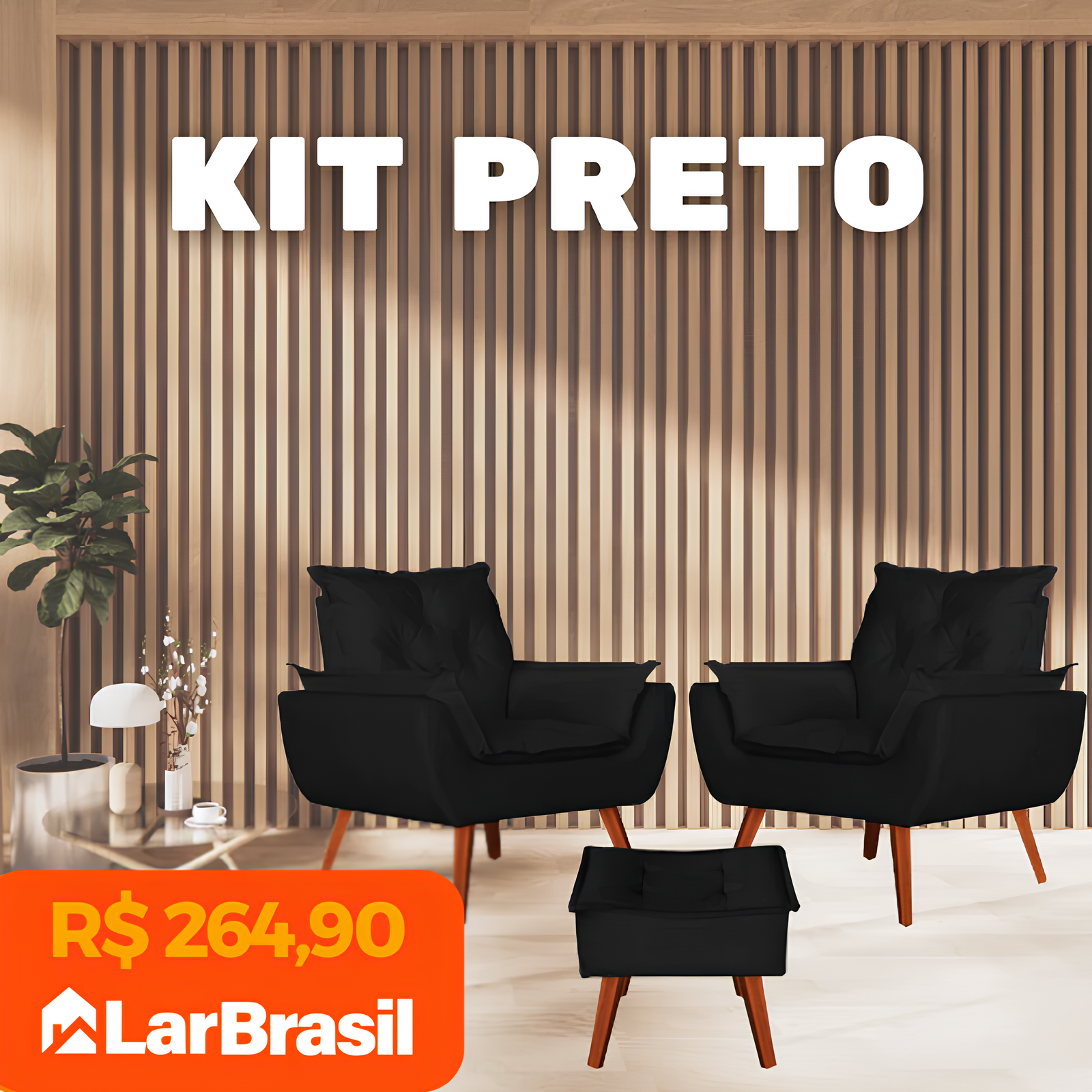 Kit Ágatha - Poltronas + Puff | Elegância para a sua Casa