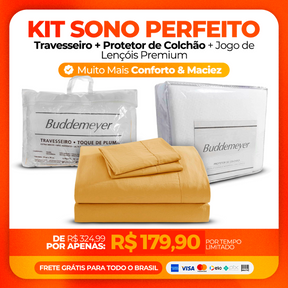 Kit Sono Perfeito - Travesseiro + Protetor de Colchão + Jogo de Lençóis Premium