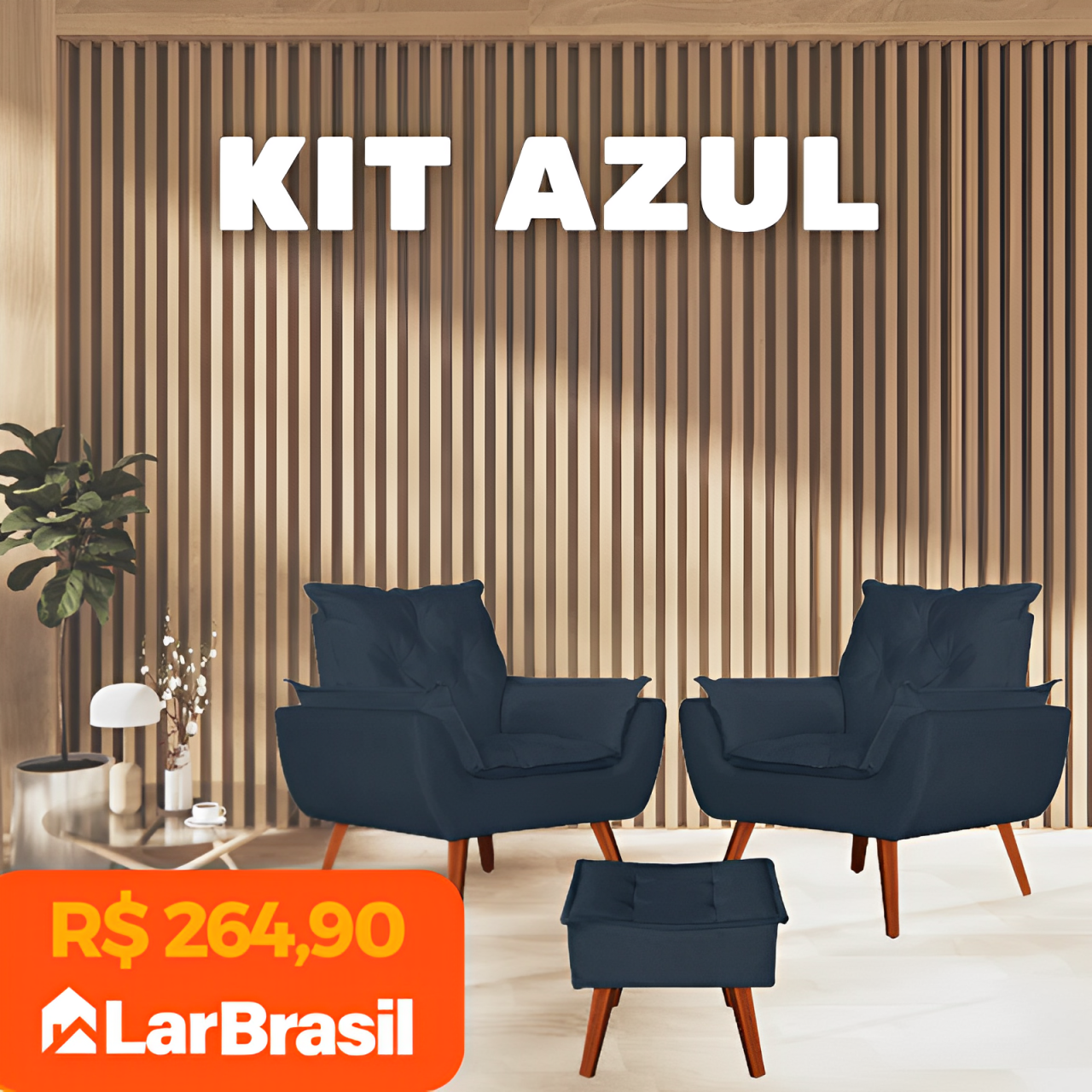 Kit Ágatha - Poltronas + Puff | Elegância para a sua Casa