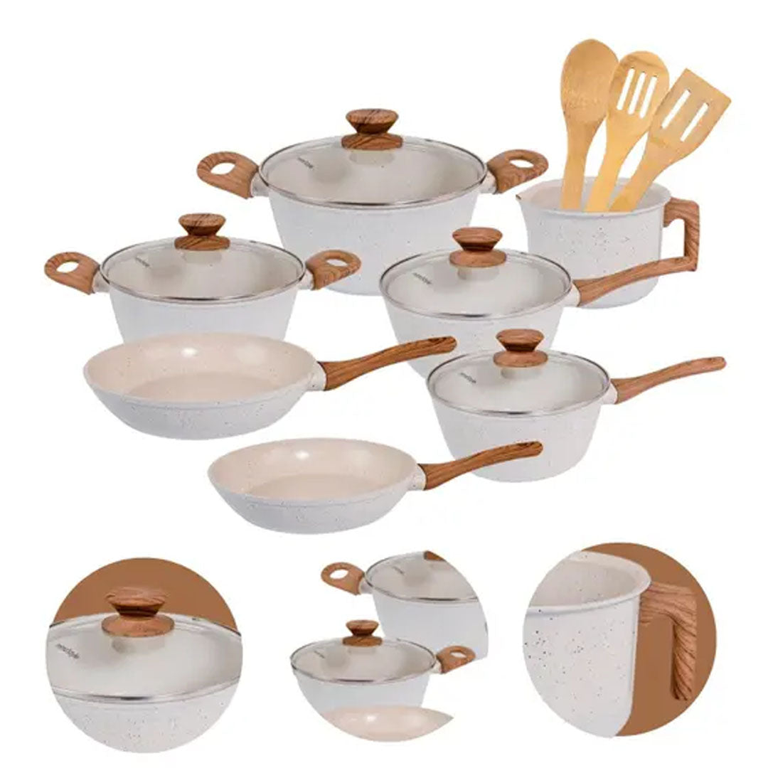 Kit Cozinha dos Sonhos: 9 Panelas Ceramica + 13 Utensílios de Brinde