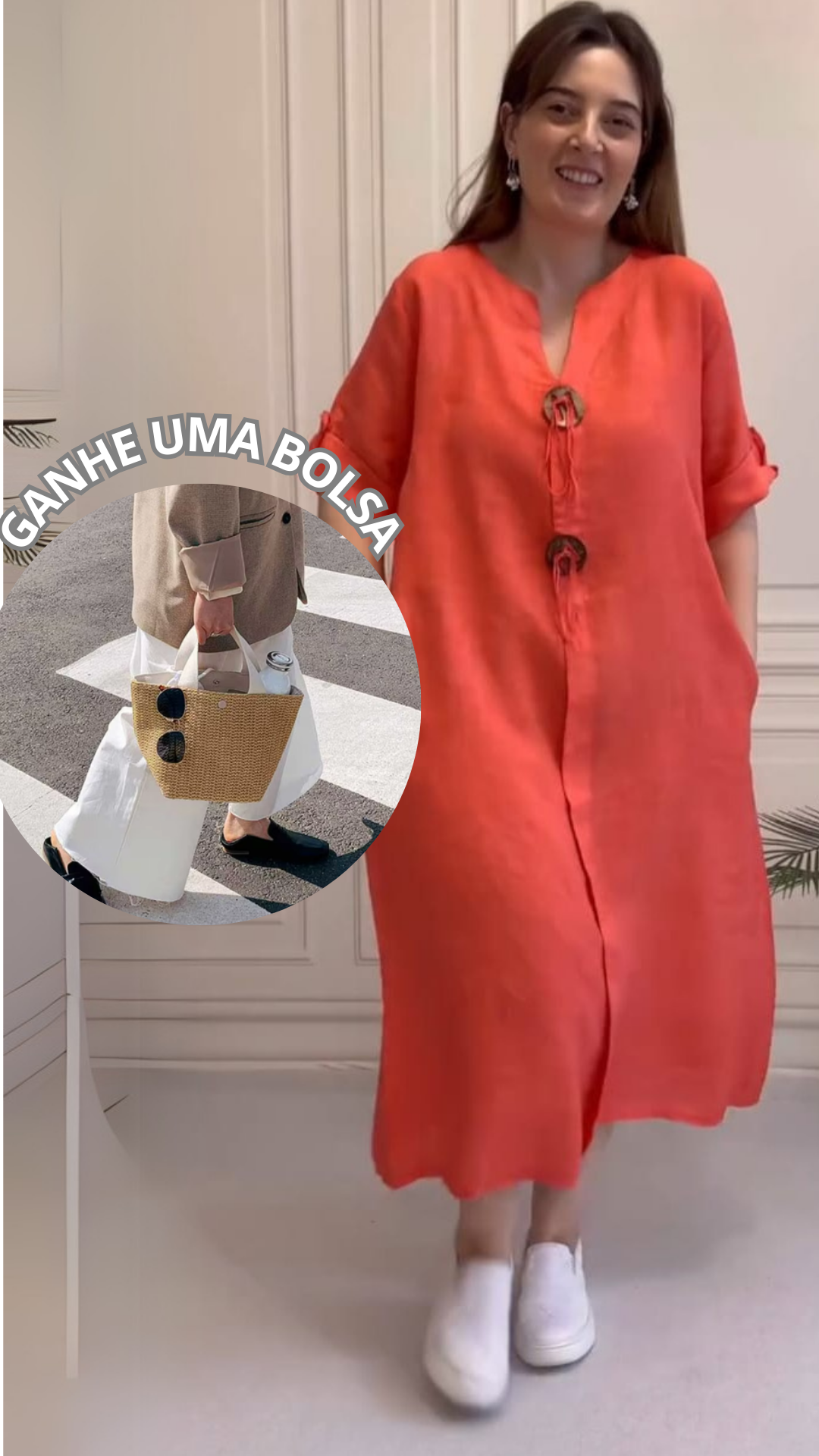 Vestido Marina - (COMPRE 1 E LEVE 2 ) + Bolsa (PRESENTE)