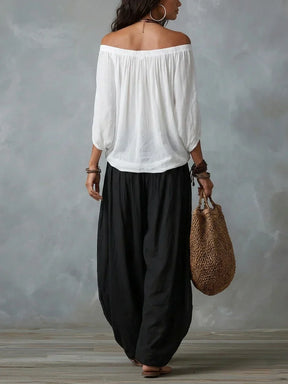 Off-Shoulder Top & Lantern Trousers Set