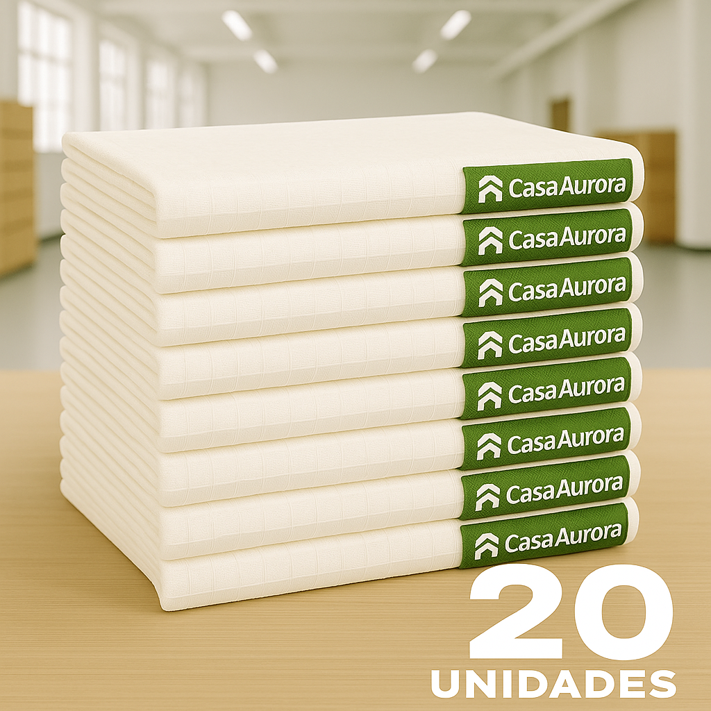 Kit com 20 Panos de Pratos 100% Algodão + Triturador De Alho Elétrico de BRINDE