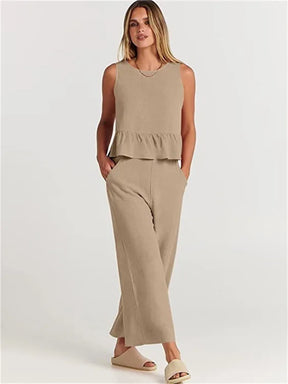 Conjunto Feminino de Blusa e Calça Soltinha Martina