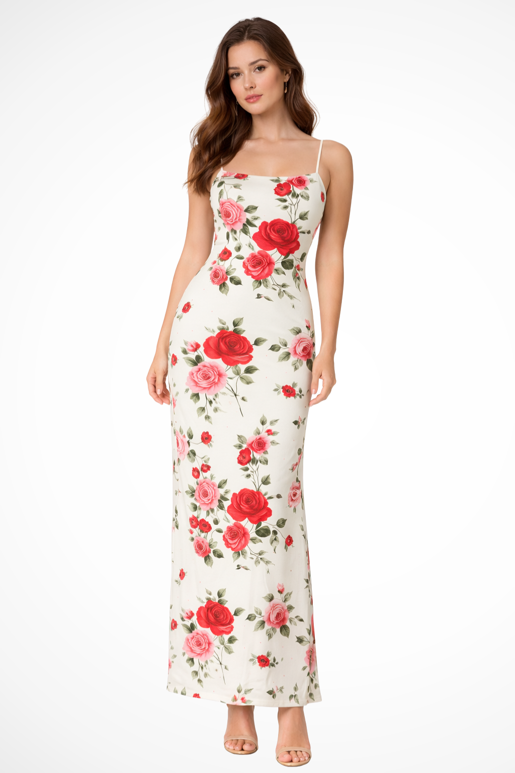 Elara | Women Floral Spaghetti Strap Maxi Summer Wedding Dress