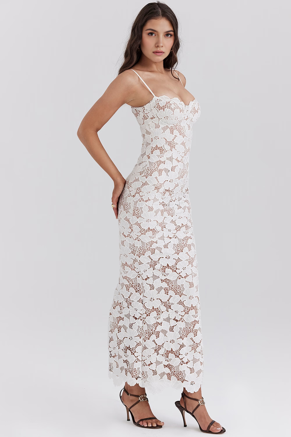 Maxikleid Luna – mit strukturiertem Bustier aus Polyester