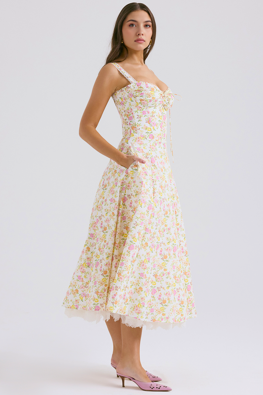 Midikleid Helena – mit Bustier und Spitze aus Polyester