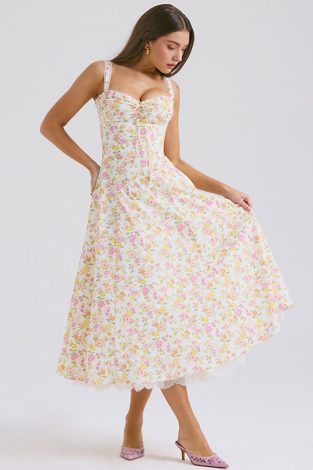 Midikleid Helena – mit Bustier und Spitze aus Polyester