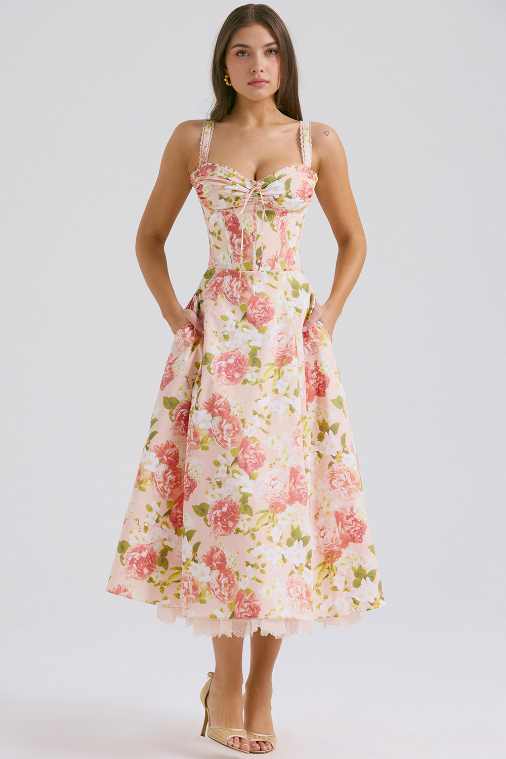 Midikleid Helena – mit Bustier und Spitze aus Polyester