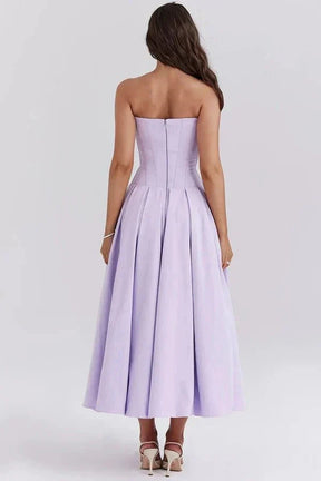 Avelisse | Women Strapless Structured Midi Wedding Guest Dress
