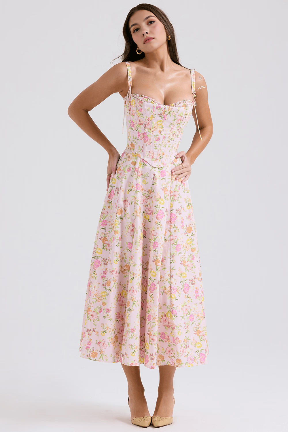 Midikleid Theresa – mit abnehmbarem Korsett aus Polyester