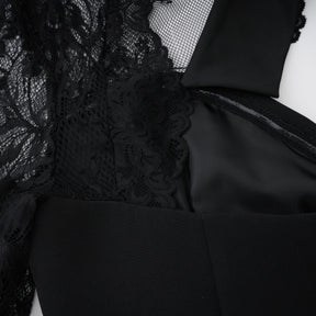 Valenora Lace Panel Maxi Dress – Black