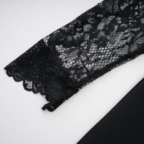 Valenora Lace Panel Maxi Dress – Black