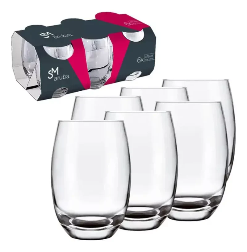 Kit com 15 Potes Herméticos de Vidro + 10 Copos de Vidro Aruba de Brinde