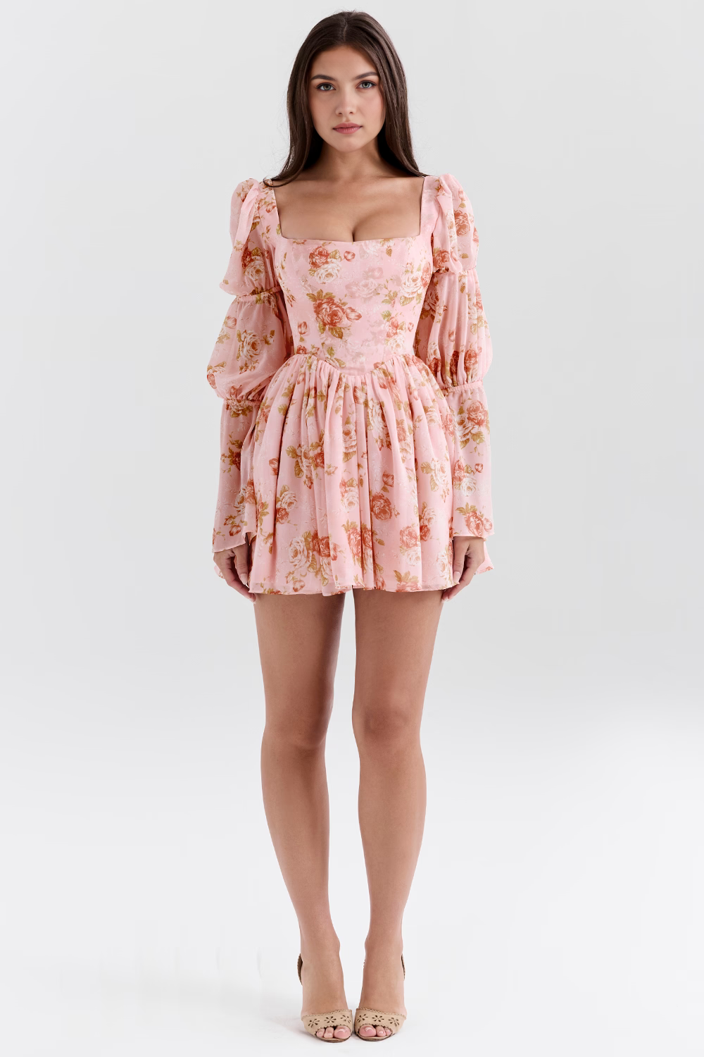 Langarmkleid Thalia – Feine Linien aus Polyester