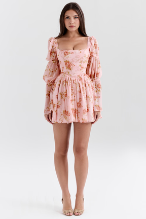 Langarmkleid Thalia – Feine Linien aus Polyester