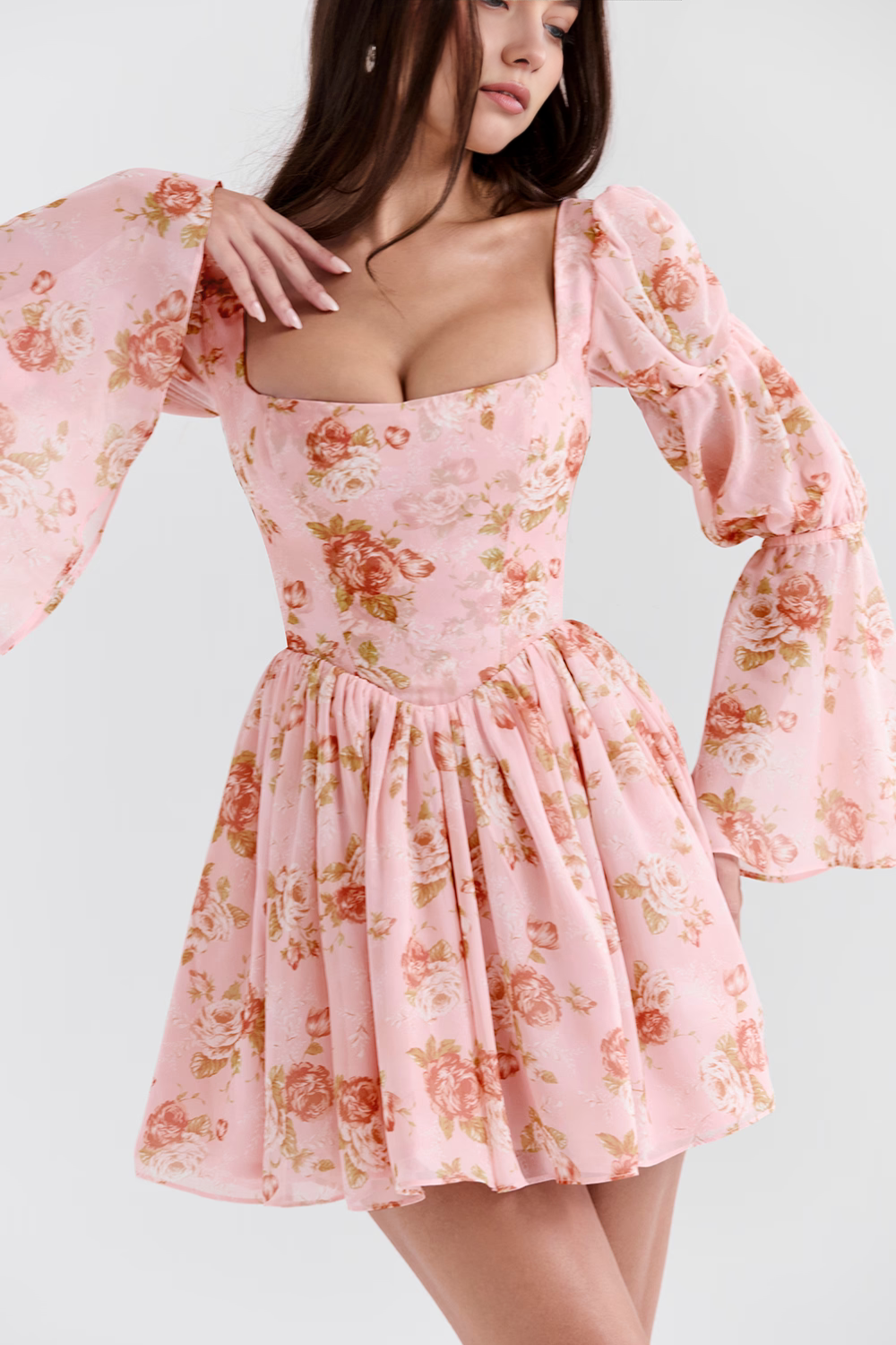 Langarmkleid Thalia – Feine Linien aus Polyester