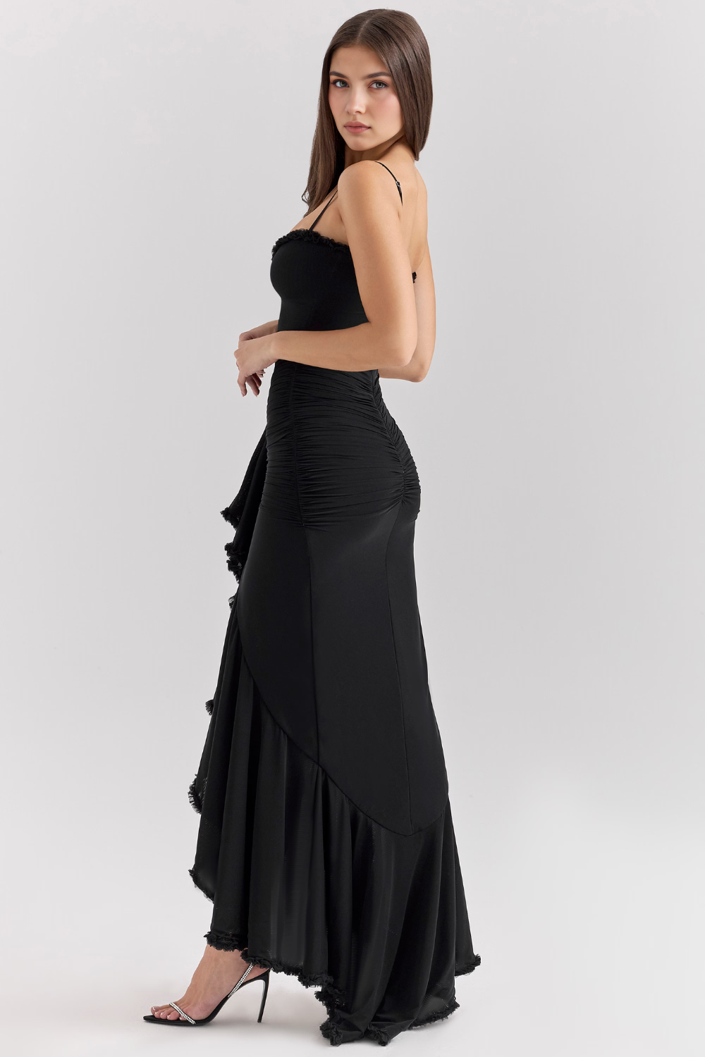 Maxikleid Melina – fließender Schnitt aus Polyester, schlicht & stilvoll
