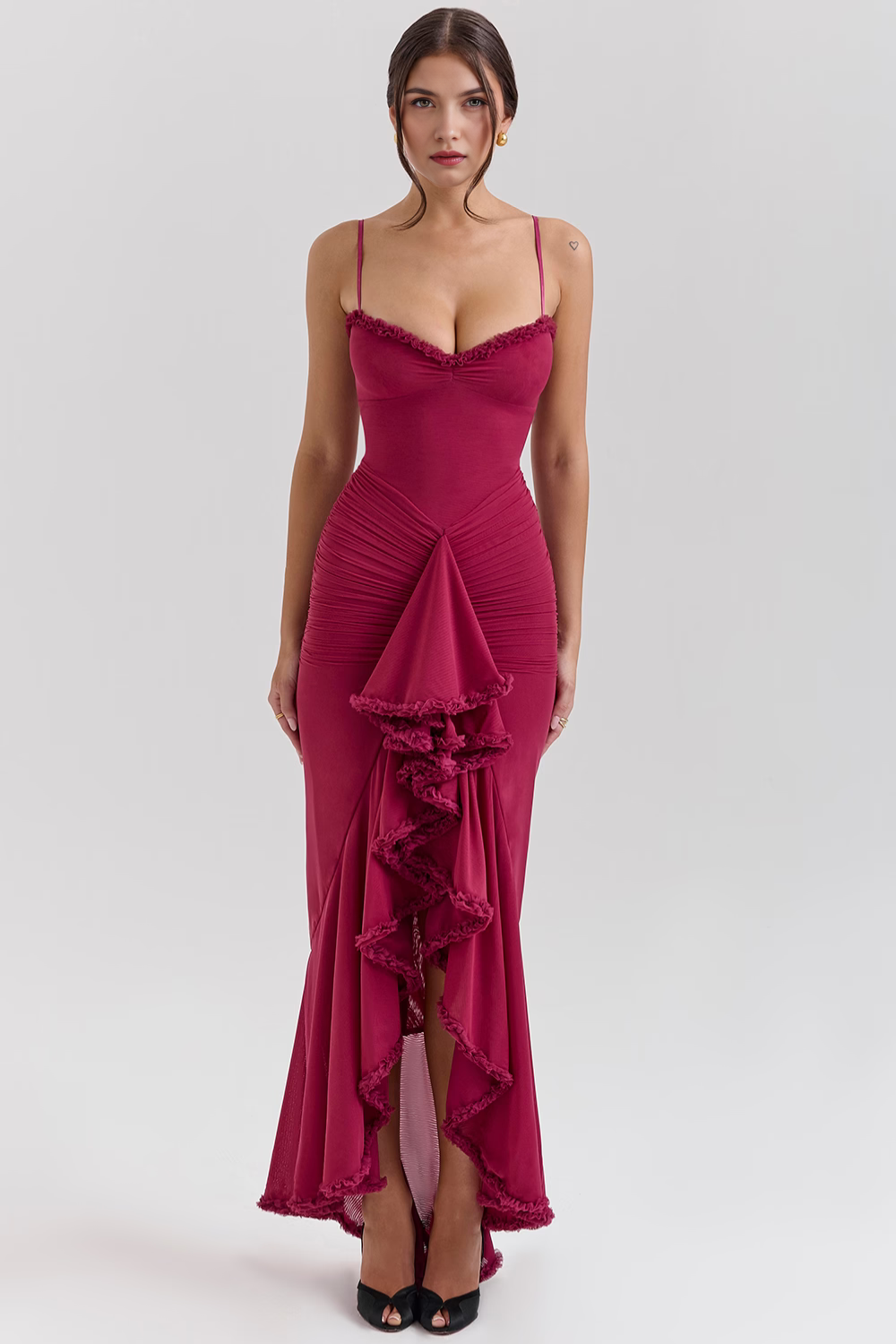 Maxikleid Melina – fließender Schnitt aus Polyester, schlicht & stilvoll