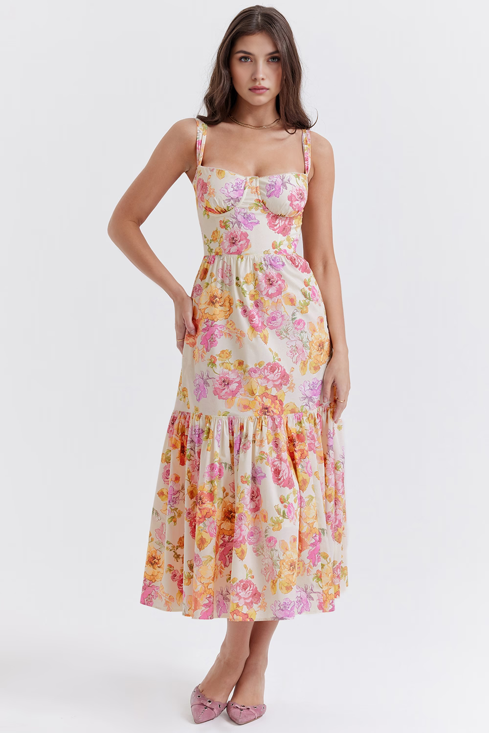 Midikleid Isabell – fließender Stoff aus Polyester, eleganter Stil