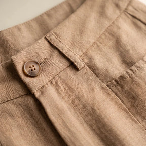 [Leve 4, Pague Só 2!] Calça Amara Feminina em Algodão, Viscose e Trama de Linho de Cintura Alta com Bolsos Frontais e Bordado Sutil