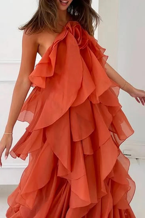 Vivienne | Women Sleeveless Halter Neck Tiered Ruffle Maxi Dress