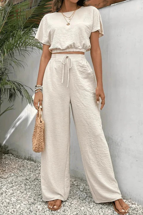 Emberly | Women Relaxed Fit Wide Leg Top and Trousers Set