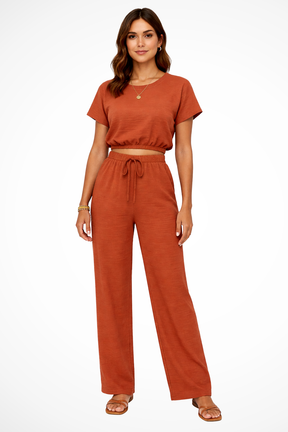Emberly | Women Relaxed Fit Wide Leg Top and Trousers Set