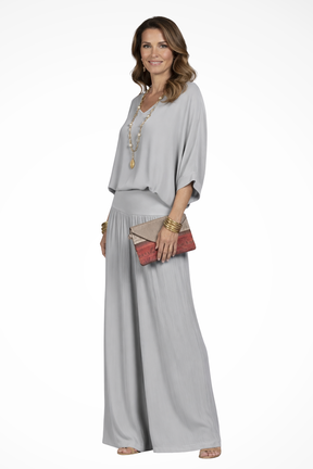 Margot | Women Elegant Layered Top and Wide Leg Trousers 2 Piece Set
