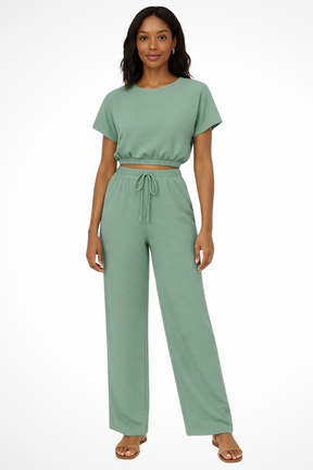 Emberly | Women Relaxed Fit Wide Leg Top and Trousers Set