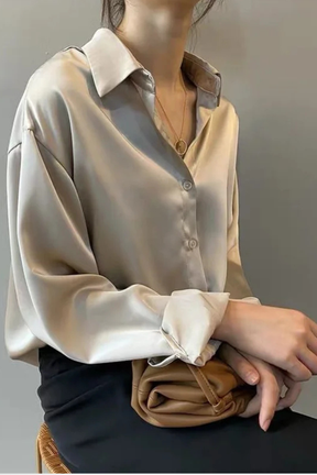 Lorina | Women Relaxed Fit Button Down Long Sleeve Blouse