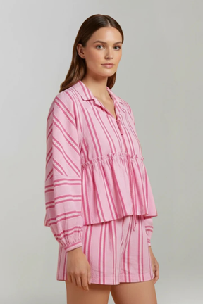 Ivy | Women Striped Peplum Shirt and Shorts Set